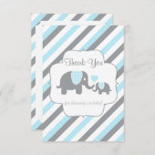 Wit, blauw en grijs, lephane - Dank u Bedankkaart (Voorkant / Achterkant)