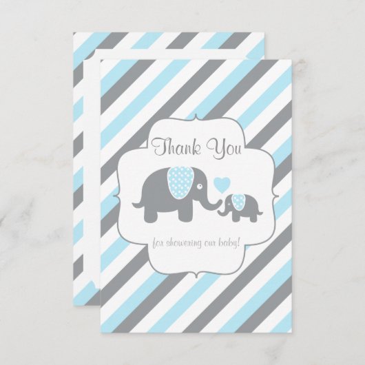 Wit, blauw en grijs, lephane - Dank u Bedankkaart (Voorkant / Achterkant)
