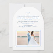 Wit Blauw Foto Trouwen Dank u kaart (Achterkant)