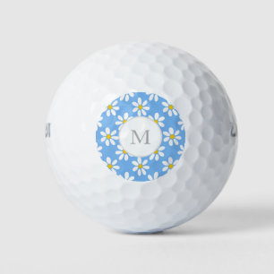 Wit Blauw Geel Madeliefje Patroon Golfballen