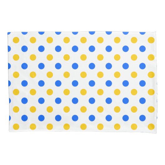 Wit Blauw Geel Stippen Design  Kussensloop (Voorkant)