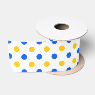 Wit Blauw Geel Stippen Design  Lint