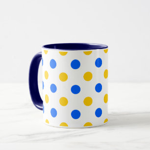 Wit Blauw Geel Stippen Design Mok