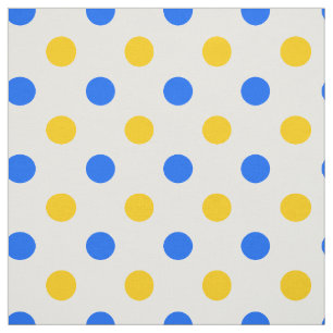 Wit Blauw Geel Stippen Design Stof