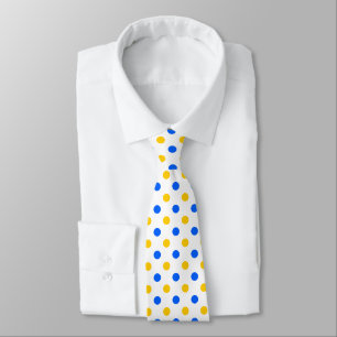 Wit Blauw Geel Stippen Design Stropdas