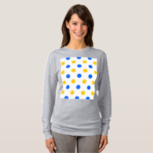 Wit Blauw Geel Stippen Design T-shirt