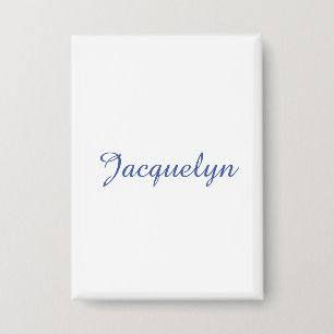Wit Blauw Gewoon Elegante Moderne Kalligrafie Naam Button