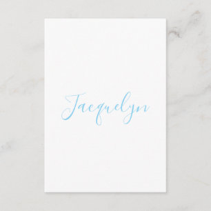 Wit Blauw Gewoon Elegante Moderne Kalligrafie Naam Informatiekaartje