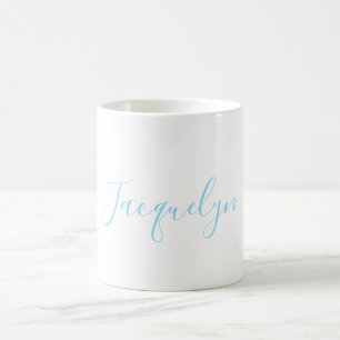 Wit Blauw Gewoon Elegante Moderne Kalligrafie Naam Koffiemok