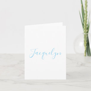 Wit Blauw Gewoon Elegante Moderne Kalligrafie Naam Notitiekaartje