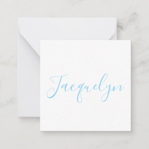 Wit Blauw Gewoon Elegante Moderne Kalligrafie Naam Notitiekaartje