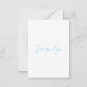 Wit Blauw Gewoon Elegante Moderne Kalligrafie Naam Notitiekaartje