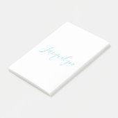 Wit Blauw Gewoon Elegante Moderne Kalligrafie Naam Post-it® Notes (Schuin)