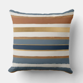 Wit blauw goud en koper horizontale strepen kussen