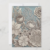 Wit, Blauw, Grijs 3D Bloemen Vrijgezellenfeest Kaart (Achterkant)