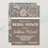 Wit, Blauw, Grijs 3D Bloemen Vrijgezellenfeest Kaart (Voorkant / Achterkant)