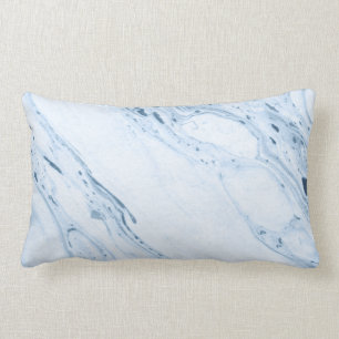 Wit & Blauw-Grijs Marmeren Print Kussen