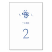 Wit + Blauw Moderne Bloemen Huwelijk Kaart (Voorkant)