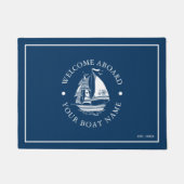 Wit & Blauw nautische boot 2 Illustratie Deurmat (Voorkant)