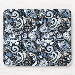 Wit & Blauw Paisley Print Patroon Muismat