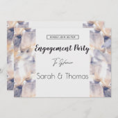 WIT & BLAUW PATELE BLOEMELEGANT VERLOVING KAART (Voorkant / Achterkant)