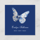 Wit blauw porselein vlinder logo visitekaartje (Voorkant)