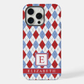  Wit Blauw Rood Argyle Patroon iPhone Hoesje (Achterkant)