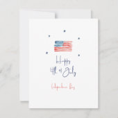 Wit Blauw Rood Minimalist Happy 4th van juli Feestdagenkaart (Voorkant)