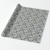 Wit blauw Rozen inpakpapier (Uitgerold)
