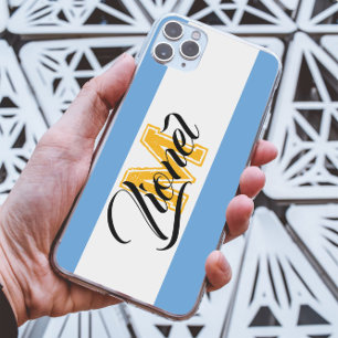 wit & blauw Stripe kleurig Eigen monogram iPhone 11 Hoesje