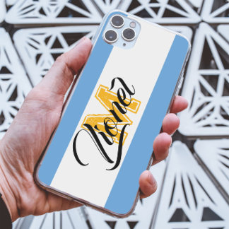 wit & blauw Stripe kleurig Eigen monogram iPhone 11 Hoesje