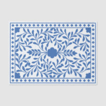 Wit Blauw Traditioneel Bot Inlegwerk Decoupage Pap
