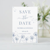 Wit Blauw Wildflower Boho Wedding Save The Date (Staand voorkant)