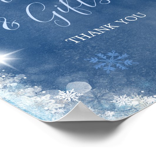 Wit Blauw Winter Sneeuwvlok Bruids Kaarten en gesc Poster (Hoek)