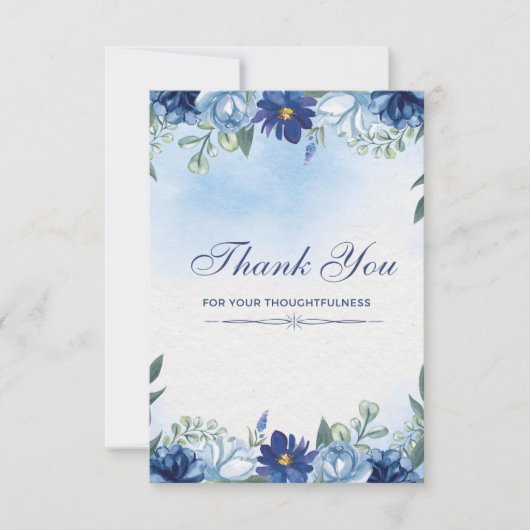 Wit Blauw Zwart Modern Dank u kaart (Voorkant)