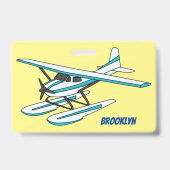Wit blauwe watervliegtuig illustratie badge (Achterkant)