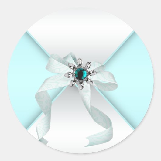 Wit Blauwgroen Blauw Envelop Seal Party Favor Labe Ronde Sticker (Voorkant)