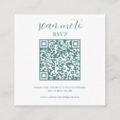 Wit & Blauwgroen | Bruiloft RSVP QR Code Informatiekaartje (Voorkant)
