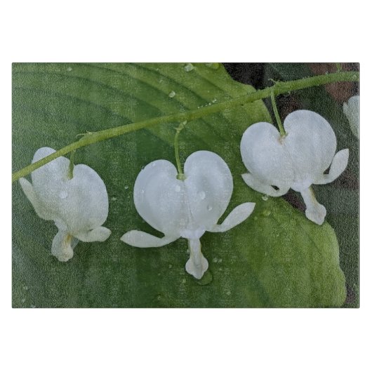 Wit Bloedend Hart Bloemig Snijplank (Voorkant)