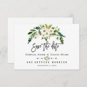 Wit Bloeiende Bloemen Handschrift Save the Date (Voorkant / Achterkant)