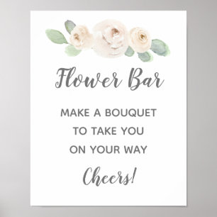 Wit bloem bruiloftsshower bloem bar bord poster