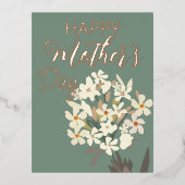 Wit Bloemen Boeket / Moederdag Folie Feestdagen Briefkaart (Voorkant)