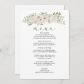 Wit Bloemen Elegant Romantisch Bruiloft Menu (Voorkant / Achterkant)