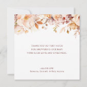Wit  Bloemen Herfst Baby shower Bedankkaart (Achterkant)