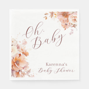 Wit Bloemen Herfst Oh Baby shower Servet