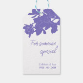 wit Bloemen paarse Ontwerp Gepersonaliseerde Tekst Cadeaulabel (Achterkant)