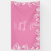 Wit Bloemen Roze Baby shower Welkom Spandoek (Verticaal)