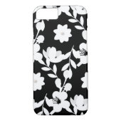 Wit bloemenontwerp met parel op zwart Case-Mate iPhone case (Achterkant)