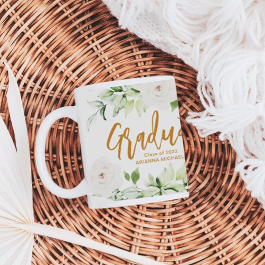  wit bloemenschrift Afstuderen 2024 tweezijdig Extra Grote Beker