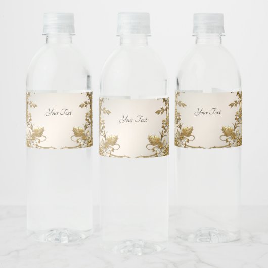 Wit Bloemgoud Water Fles Label Waterfles Etiket (Flessen)
